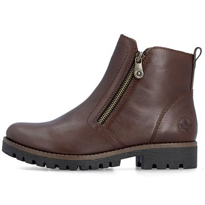 3. Women's brown leather ankle boots with zipper Rieker 78556-28