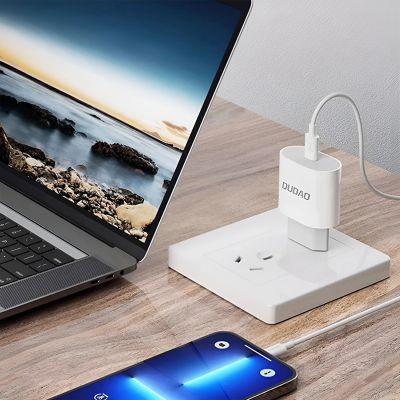 3. Dudao A14EUC PD 20W USB-C Wall Charger with Cable - White