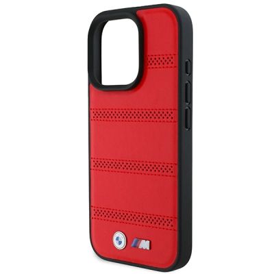 6. BMW M Perforated And Stitched Line MagSafe case for iPhone 16 Pro - red