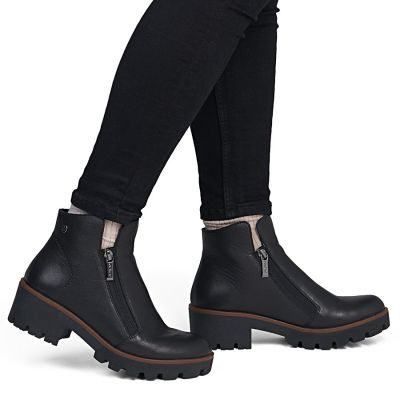 6. Women's leather ankle boots with a block heel, black, Rieker 79254-00