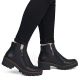 6. Women's leather ankle boots with a block heel, black, Rieker 79254-00