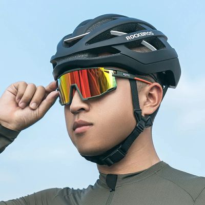 2. Rockbros SP258 ROAD TO SKY Cycling Glasses Polarized Orange Lenses - Green
