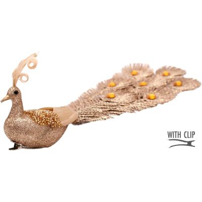 7. DECORATIVE PEACOCK ON A GOLDEN BALL CLIP
