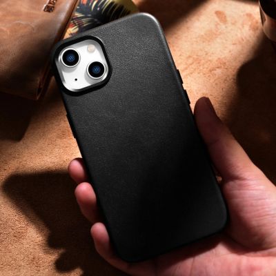 17. iCarer Case Leather cover for iPhone 14 Plus genuine leather case black (compatible with MagSafe)