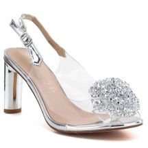 Transparent Heeled Sandals, Silver D&A MR62-9077