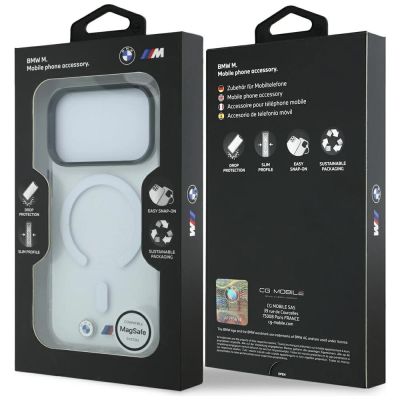 8. BMW M IML Glossy Metal Logo & Trims MagSafe Case for iPhone 17 Pro / 18 Pro - Transparent