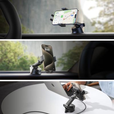 5. Joyroom JR-ZS241S car mount with inductive charger for dashboard - black