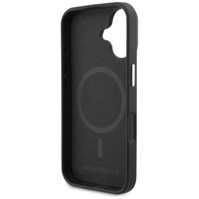 7. Karl Lagerfeld Initial & Metal Logo MagSafe Case for iPhone 16 - Black