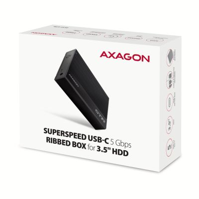 8. AXAGON EE35-GTR USB-C 3.2 Gen 1 - SATA 6G, 3.5" External Hard Drive Enclosure, Grooved - Black