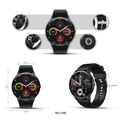 9. VELTORI VT160-1 Smartwatch Black Silicone Strap