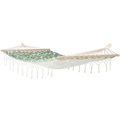 21. GARDEN HAMMOCK FOR 2 PEOPLE 200X150CM WITH SPREADER BAR AND FRINGE MIAMI NATURA JUNGLE