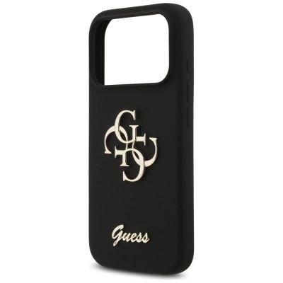 6. Guess Silicone Big 4G Script Case for iPhone 17 Pro - Black