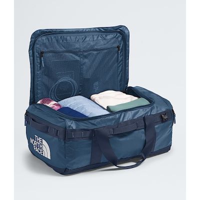 3. The North Face Base Camp Voyager Duffel Bag 62L Recycled Plastic, Thermoplastic Polyurethane Elastomers (TPU) Blue