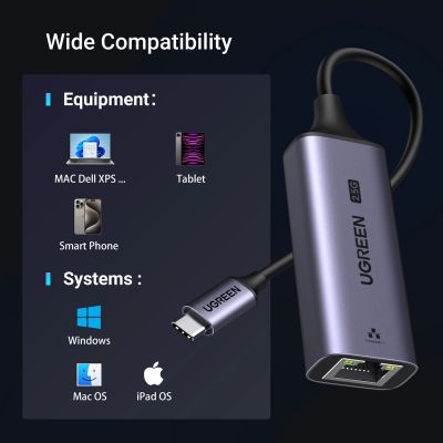 10. Ugreen CM648 USB-C to RJ45 Ethernet 2.5G adapter - gray