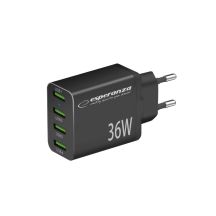ESPERANZA WALL CHARGER 36W 4X USB-A QC 3.0 18W EZC107K