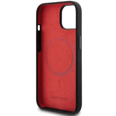 7. AMG Silicone Large Rhombuses Pattern MagSafe Case for iPhone 15/14/13 - Black