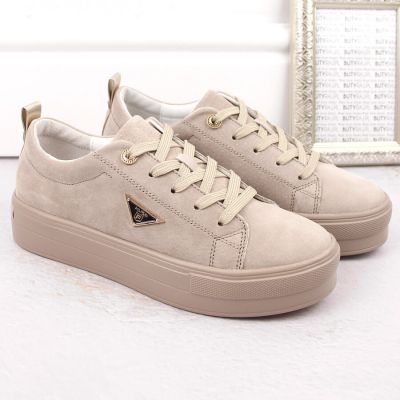 6. Filippo W PAW315C beige leather suede platform shoes