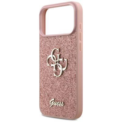 6. Guess Fixed Glitter Big 4G Case for iPhone 17 Pro Max - Pink