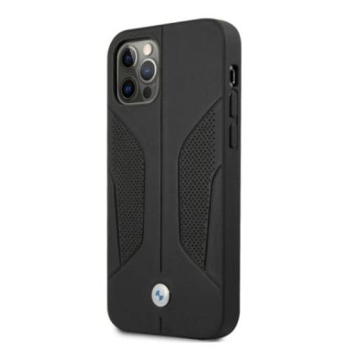 2. BMW Leather Perforated Sides Case for iPhone 12 Pro Max - Black
