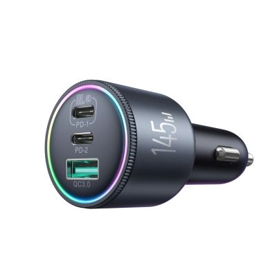 4. Joyroom JR-CCN07 145W Car Charger 2xUSB-C USB-A + 100W USB-C Cable - Dark Gray