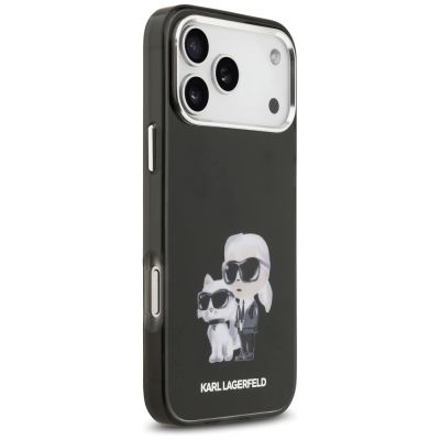 4. Karl Lagerfeld IML Aquarelle Karl & Choupette & Logo MagSafe Case for iPhone 17 Pro - Black