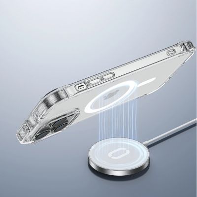6. Joyroom Magnetic Defender Magnetic Case for iPhone 14 Plus Armored Case with Hooks Stand Clear (MagSafe Compatible)