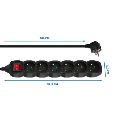 7. ESPERANZA POWER STRIP 6 SOCKETS 3M SWITCH BLACK ELK218K