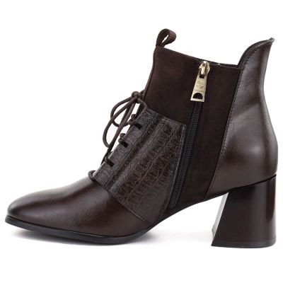 8. Women's insulated high-heeled ankle boots, brown, Vinceza 58670