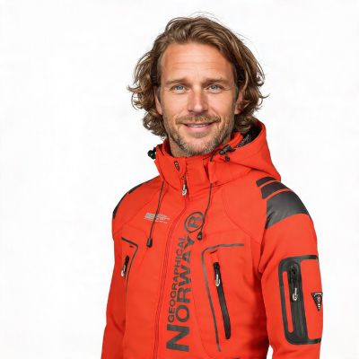 7. Geographical Norway Techno MEN 056 BS3 men's sports jacket with adjustable hood, waterproof, red (WU1060H/GN)
