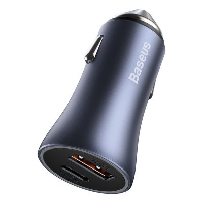 7. Baseus Golden Contactor Pro car charger USB-C / USB-A 40W PD QC 4+ SCP FCP AFC + cable - gray