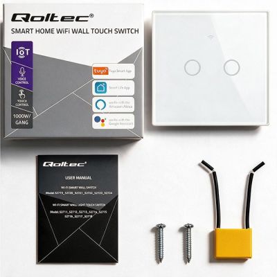 8. QOLTEC LIGHT ON/OFF SWITCH | TOUCH 2-CHANNEL | WI-FI | TIMER | TUYA | WHITE