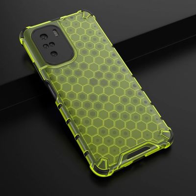 4. Honeycomb Case armor cover with TPU Bumper for Xiaomi Redmi K40 Pro+ / K40 Pro / K40 / Poco F3 green