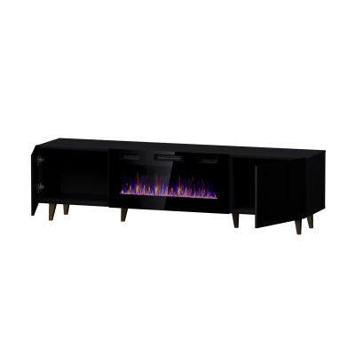 3. PAFOS EF TV cabinet with electric fireplace 180x42x49 black matt