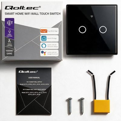 8. QOLTEC LIGHT ON/OFF SWITCH | TOUCH 2-CHANNEL | WI-FI | TIMER | TUYA | BLACK