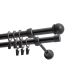 Double Curtain Rod Ø 19 mm, Black, 320 cm, MAX Finial, with Rings, KOWALSKI