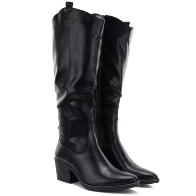 4. Black cowboy boots with a block heel M.Daszyński SA261-6
