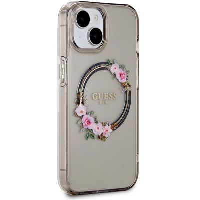 4. Guess IML Flowers Wreath MagSafe case for iPhone 15 / 14 / 13 - black