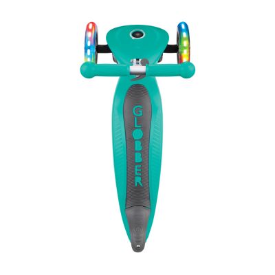 9. Globber Foldable 3-Wheel Scooter Lights Emerald Green Jr 437-107