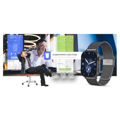 19. Smartwatch Gravity GT15-4 Blue Silicone Strap + Titanium Bracelet