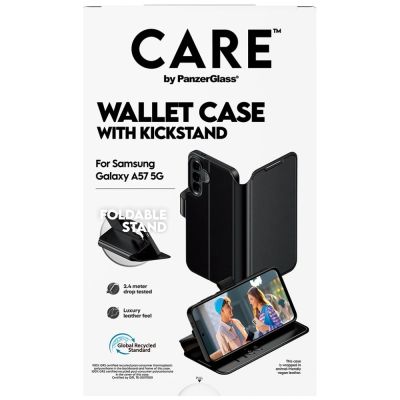 4. CARE by PanzerGlass Feature Wallet Kickstand Case for Samsung Galaxy A57 - Black