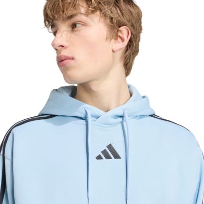 4. adidas Essentials 3-Stripes Fleece Hoodie for men, light blue KY4170