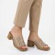 14. Women's openwork beige mules with a heel M.Daszyński MR2598-7