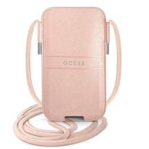 Guess Saffiano Strap 6.7" Phone Bag - Pink
