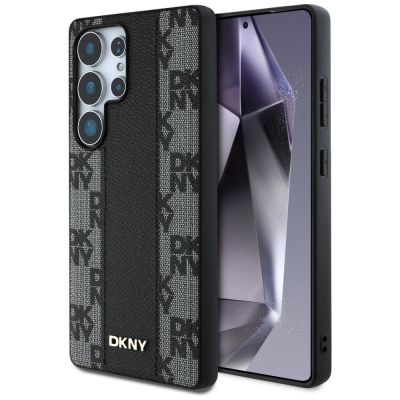 DKNY Leather Checkered Pattern MagSafe Case for Samsung Galaxy S25 Ultra Black