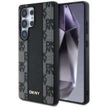 DKNY Leather Checkered Pattern MagSafe Case for Samsung Galaxy S25 Ultra Black