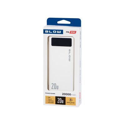 3. BLOW POWER BANK 20000MAH QC+PD 20W + LIGHTNING WHITE PB20E