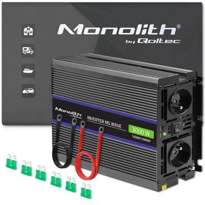 2. Qoltec Monolith 3000 MS Wave Voltage Converter | 12V to 230V | 1500/3000W | USB