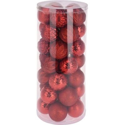 44. DECORATIVE PLASTIC BALL 6CM SET 35 PCS RED