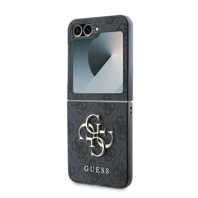 6. Guess Leather 4G Metal Logo Case for Samsung Galaxy Z Flip 6 - Black