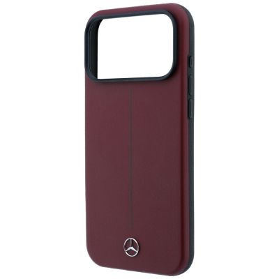 6. Mercedes Leather Semi Wrap Iconic Line MagSafe case for iPhone 18 Pro Max / 17 Pro Max - burgundy
